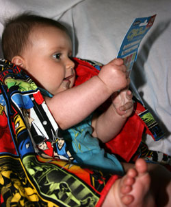 Darcie and her blanket (and Old Navy gift card!)