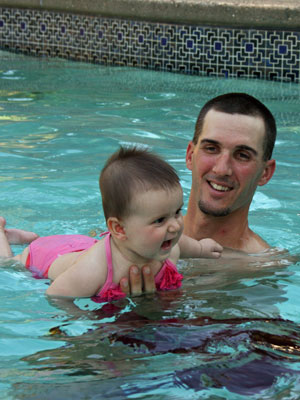 Darcie's first swim