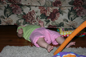Darcie checking out the couch