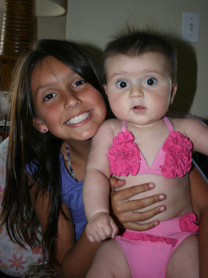 Darcie in her new swimsuit